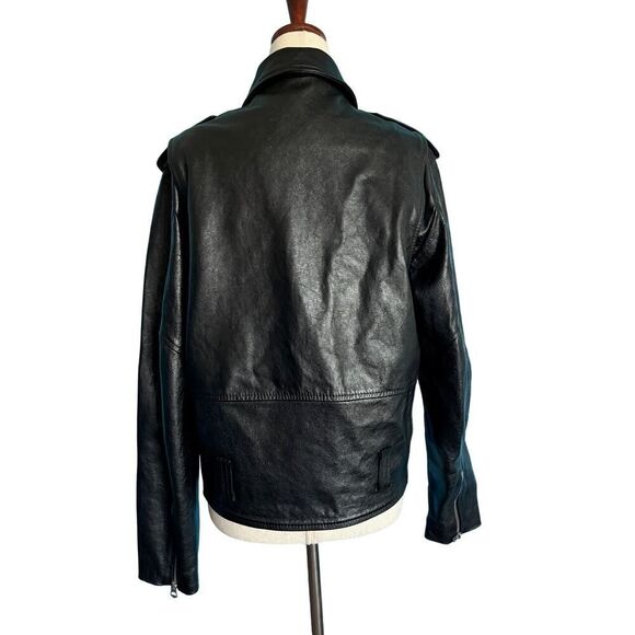 NWOT Made in ITALY RE/Done Black Leather 80s Moto Jacket Lined 4 Ext Pockets S - Picture 11 of 16
